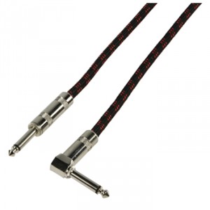 Gitaarkabel 6.35mm haakse plug - 6.35mm rechte plug 6,00 m